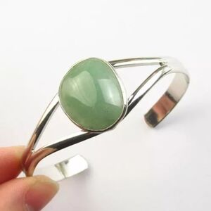Stunning Stainless Steel Cuff Bracelet With Natural Aventurine